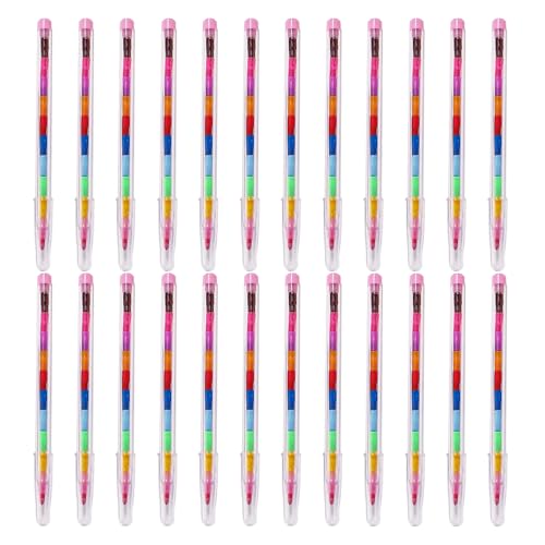 FDGGT 24 Crayons De Couleur, Crayons De Couleur pour Enfants, Ensemble De Crayons De Couleur Créatifs, Crayons Empilables pour Peinture, Fournitures De Bureau Et Scolaires