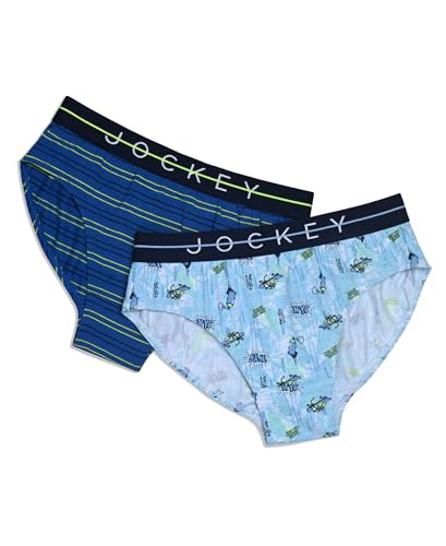 Image of Jockey NB01 Boy's Super Combed Cotton Elastane Stretch Printed Brief with Ultrasoft Waistband (Pack of 2)