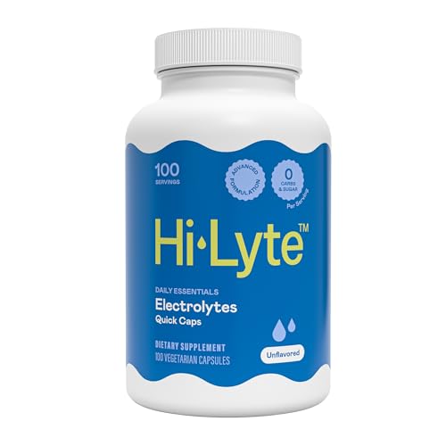 Hi-Lyte Unflavored Electrolyte Capsules - Hydration Support Supplement Tablets - Sodium Potassium Magnesium - 100 Servings