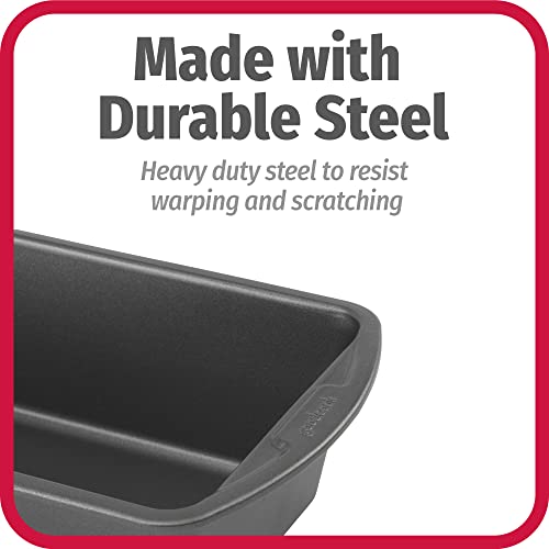 GoodCook Set of 2 Extra Large 13" x 5" Nonstick Steel Bread Loaf Pans, Gray - Set of Two Loaf Pans, Even Heat Distribution, Scratch-Resistant Nonstick Coating, Durable Construction, Easy to Clean by GoodCook - Image 6