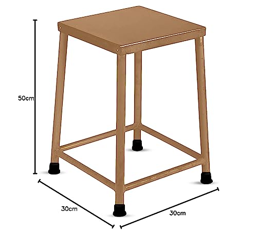 Image of MILAD SAIFIX Sitting Stool for Indoor Or Outdoor | Metal Lightweight | Stool for Office & Home, Kitchen & Garden | Heavy Duty Table (30 L x 30 W x 50 H CM's, Golden Color)