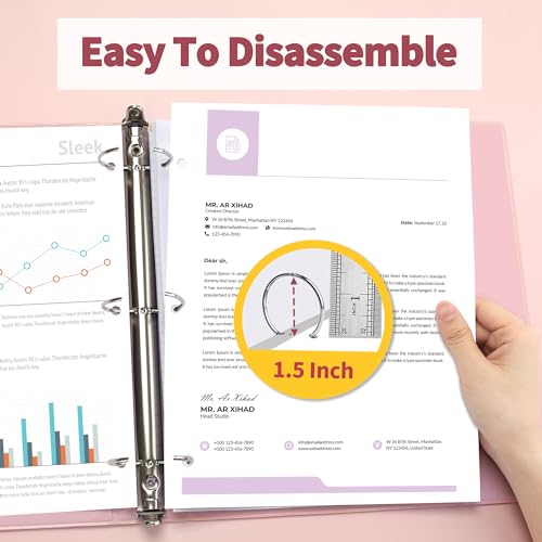 sunee 3 ring binder 15 inch 2 pack clear view binder three ring pvc-free fit 85x11 inches for school or office supplies pink