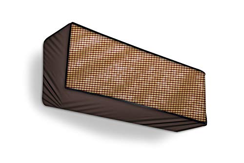 Image of Stylista Split ac Cover for Indoor and Outdoor Unit of 1.5 ton ac Waterproof and dustproof Brown Pin Check Pattern