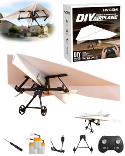 Image of Rc Paper Airplane Motor Kit DIY Model Airplanes Launcher Construction Set with Gyro Stabilizer Dual Propellers Foldable Electric Remote Control Paper Plane Drone Stem Toy Tech Gadgets Gifts(Set 3)