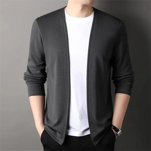 Men's Autumn Fashion Solid Color Standing Neck Cardigan Comfortable Casual Knitted Long Sleeve Sweater Tops2
