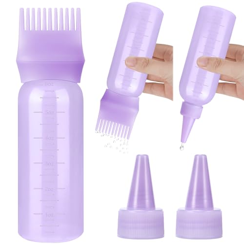 Pimoys Hair Oil Applicator Bottles Dye Brush for Women Scalp Hair Color Products Things with Root Comb Hair Dye Tools Purple