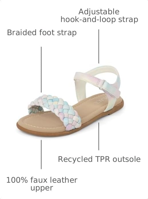 Image of The Children's Place Girls' Adjustable Ankle Strap Flat Sandals