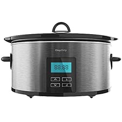 Cazuela Baja Temperatura Cecotec Olla de Cocción Lenta de 5,5 litros ChupChup Matic. 240 W, Pantalla LCD, 2 Niveles de potencia y Función mantener Caliente, Tapa de cristal, Cubeta cerámica y Extraíble