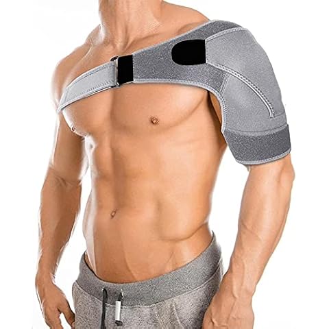 CLIUNT Adjustable Shoulder Support, Adjustable Shoulder Brace Compatible with Hot/Cold Pad for Rotator Cuff, Pain Relief, Dislocated AC Joint Cover