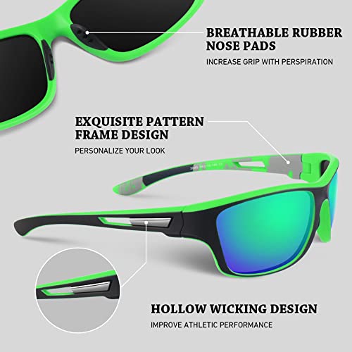 Image of WEAROYO Polarized Sports Sunglasses for Men Women,Fishing Driving Rectangular Goggles UV400 Protection