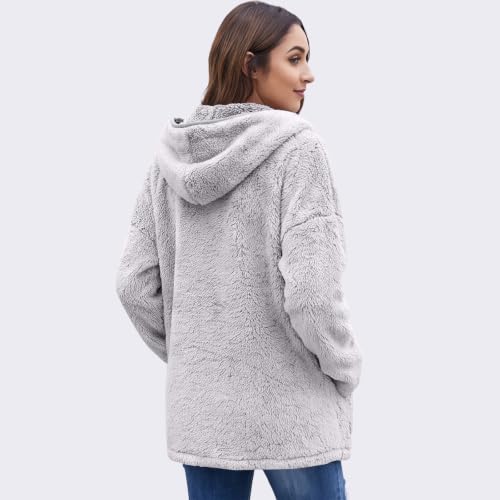 Sherpa Jacket Women Shearling Blanket Blanket Hoodie Full Zip Jacket Coat - image 5