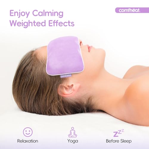 Comfheat Lavender Weighted Eye Pillow for Yoga, Microwavable Moist Heat Eye Compress Mask with Washable Cover for Relaxation, Sleeping, Meditation, Yoga, Spa, Migraine Relief (Purple) - Image 3