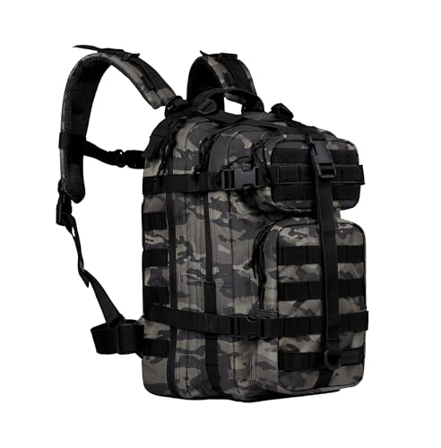 Mochila Assault 2.0 Tática, 30L, Tecido 600D Resinado, Sistema MOLLE, 5 Compartimentos, 42x23x25,5cm, Preta (Warskin Black)