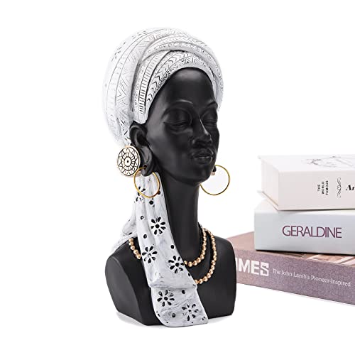 Estatua Busto Mujer Africana Negra 11.8 pulg Resina miniatura 6