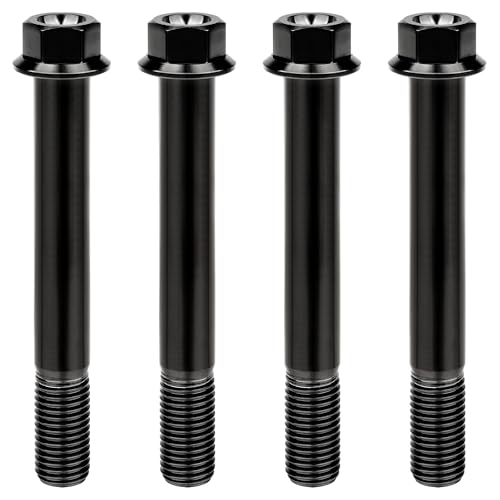 Image of Titanium Bolt M12 30 35 40 45 50 55 60 65 70 75 80 85 90mm Hex Small Flange Head for Motorcycle Car Modification Pack of 4 (M12x90mm Pitch 1.25, Black)