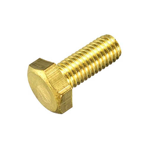Image of uxcell Brass Hex Bolts, M10x25mm 1pcs Fully Thread Grade 4.8 Solid Brass Hexagon Head Bolt Machine Screws for Machinery