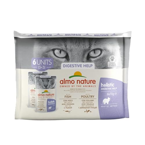 Almo Nature Functional Intestinal Help Comida Húmeda Multipack Aves de Corral y Pescado para Gatos (6 x 70 Gramos)