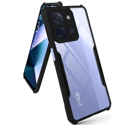 Image of Jkobi Hybrid Back Cover Case for Poco C85 5G (Shockproof with Polycarbonate Clear Panel | Professional Black)
