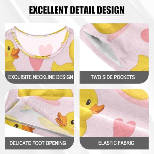 Pajama Sets Short Sleeve Cute Yellow Ducks Pattern Soft Cotton Summer Sleepwear 2 Piece PJS Size 5-14T3
