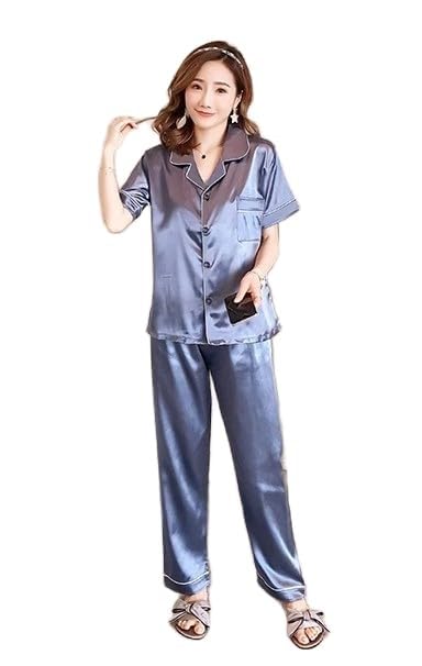 JJ's Imported Summer Ice Silk Thin & Light Weight Silky Smooth and Cool Solid Color Women's Pajama Set, Night Suit, Cord Set, Loungewear and Suitable for Wearing Outdoors.-picture-34