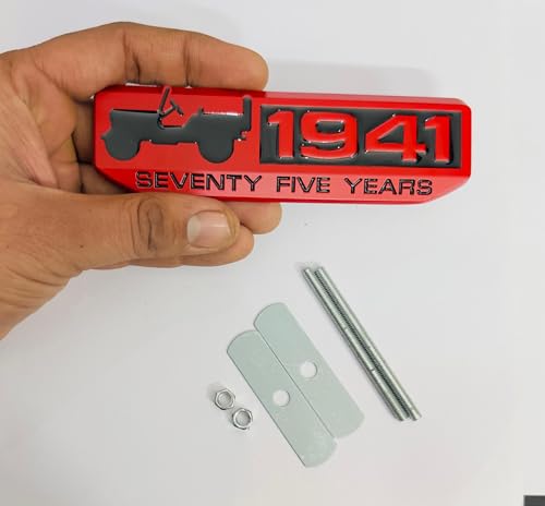 Image of Emblems for Car & Bike Metal Lo.go and Grill Me.tal Lo.go, Auto Accessories for Car Emblem 3D Badge Auto Racing Sport Sticker Grand Tourer Decal. (1941 RED Black Grill Sticker)