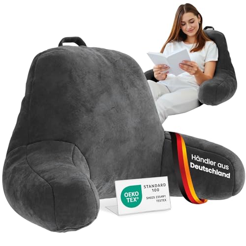 ELONEO Rückenkissen, Lesekissen für Bett und Sofa mit Armlehnen – Ideal...