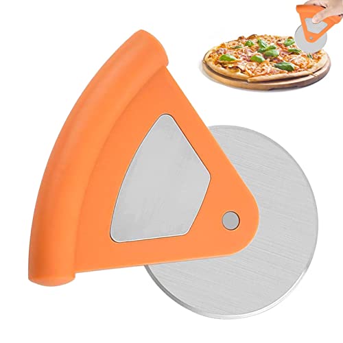 Pewell Roulette à Pizza | Trancheuse à pâtes en Acier Inoxydable Lisse Super tranchante avec poignée antidérapante,Outils de Cuisine de Roue à Pizza Multifonctions de Protection pour tartes, Fromage