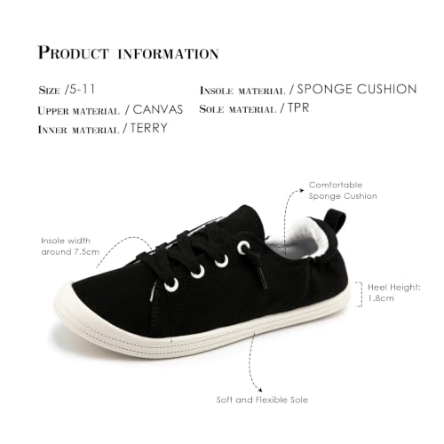 Image of FUNKYMONKEY Slip-On Canvas Sneakers for Women, Comfortable Lightweight Lace-Up Flat Casual Tennis Shoes Breathable Walking Shoes for Everyday Wear