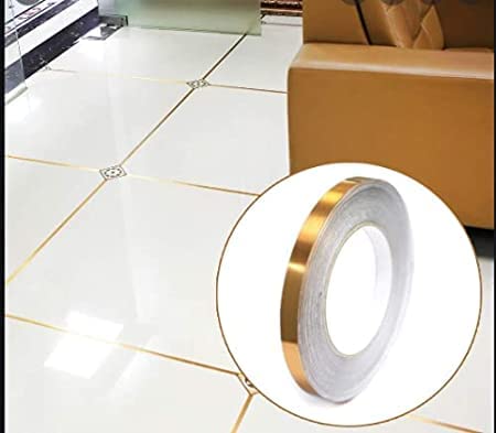 Sajag (1cm x 50m Floor Tiles Gold Foil Lines Metalized Mirror Tape, Self-Adhesive Tile Seam Sticker, Waterproof Gap Sealing Foil Decor Tape for Wall, Cabinet, Kitchen (Gold) (B09J2T7PSR) Amazon Price History, Amazon Price Tracker