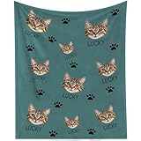 Magimagine Custom Picture Blanket with Name & Cats Dogs Pet Face - Personalized Pet Face All Over Christmas Blanket Gifts