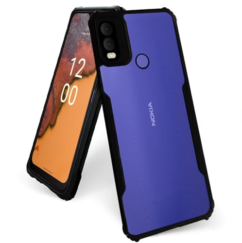 Image of AIBEX Crystal Clear Back Cover Case for Nokia C22 | 360 Degree Protection | Shock Proof Design | Transparent Back Cover Case (PC & TPU, Black Bumper)