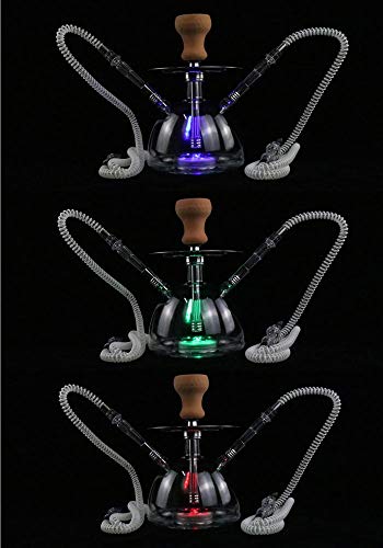 WJMT Hukahn Set Micro Modern Acryl Bubble Huka mit LED-Leuchten, Silikonschale, Schlauch, Holzkohlezangen |Bester Shisha… – Bild 5