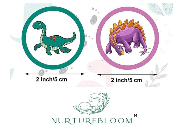 NURTUREBLOOM, 100% Dissolvable Potty Training Target Stickers for Toddlers, 1 Pack of 50 stickers, Dinosaur Design