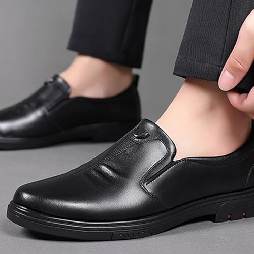 ADMLZQQ Men's Classic Modern Formal Oxfords Slip on Leather Lined Dress Shoes2