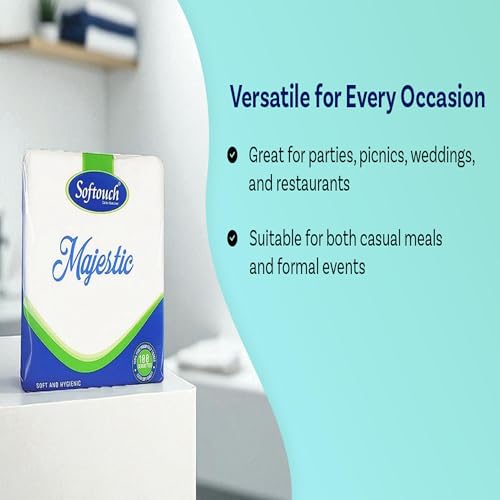 Image of Softouch Paper Napkins - 100 Pulls (100 x 4 Packs 400 Pcs Napkins) (30x30 cm) | Ultra Soft & Absorbent Tissue Paper for Party, Birthday, Home, Kitchen & Restaurant Use