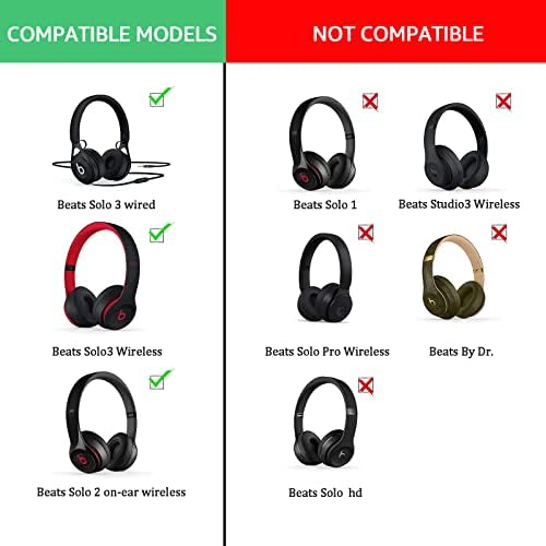 Krone Kalpasmos Earpad Replacement for Beats Solo 2 & 3 Wireless/Wired Headphone, Ear Cushion Premium Protein Leather Memory Foam with Kits, Superb Comfortable Easy to Install  Black