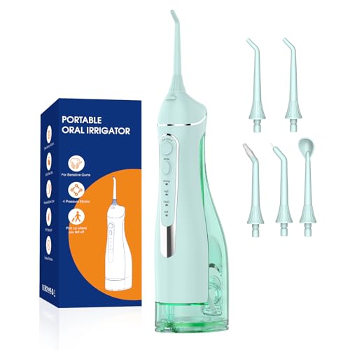 Water flossers for Teeth Pick, Portable Oral Irrigator Dental with 4 Modes 5 Jet Tips, IPX7...