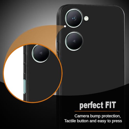 Image of Back Cover for Vivo Y18 4G | Full Camera Protection | Premium Liquid Silicon Case | Flexible Bumper Case for Vivo Y18 4G / Y18e 4G / Y28s 5G / Y28e 5G / Y03 4G / T3 Lite 5G / Z9 Lite 5G(Black)