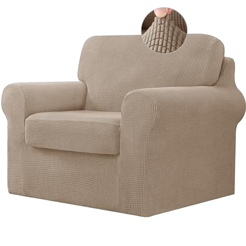 Housse de canapé antidérapante sable pour protéger un fauteuil usé