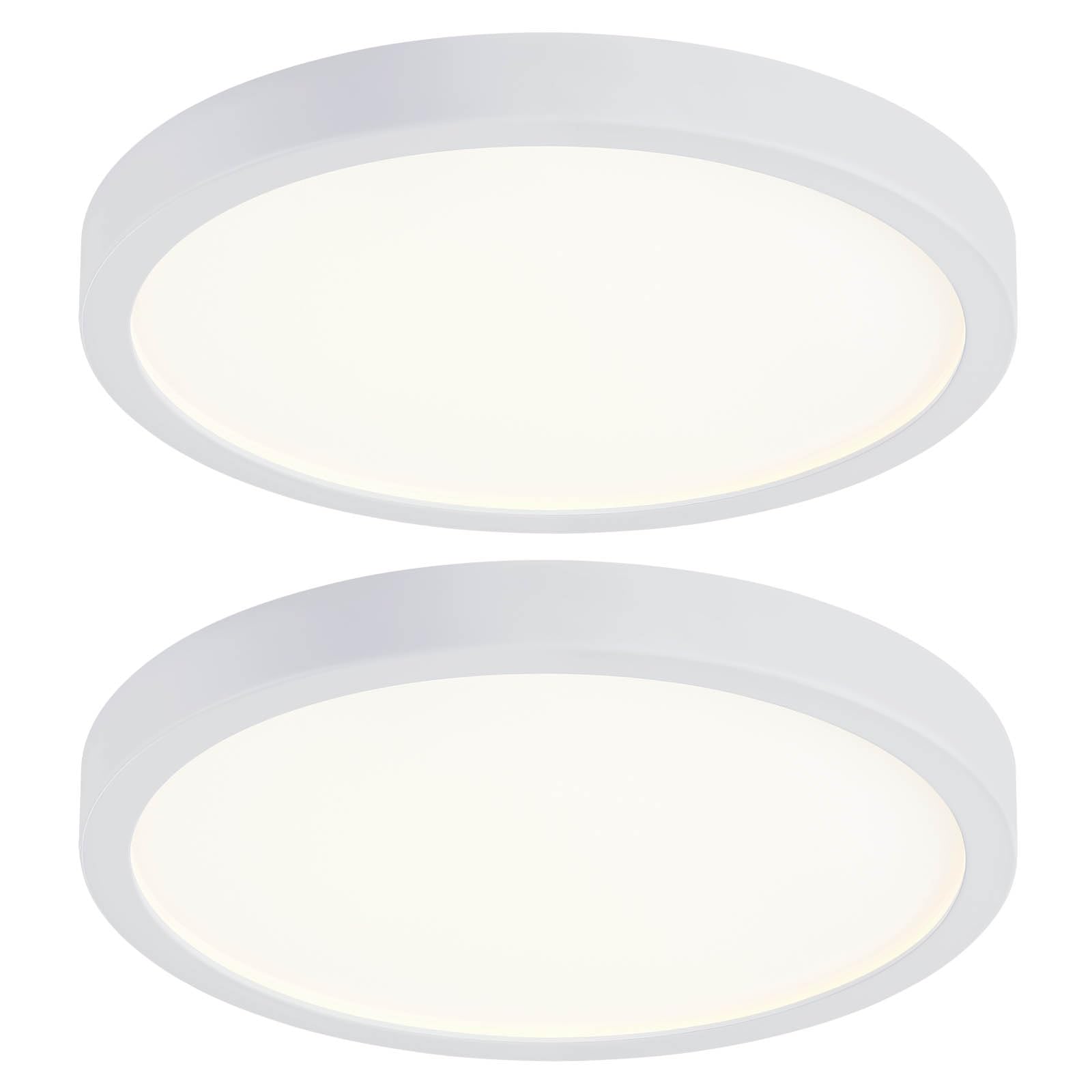 10 Inch LED Flush Mount Ceiling Light, Slim Dimmable Light Fixture Ceiling Mount for Kitchen, Bedroom, Metal and Glass Flush Ceiling Light Fixture for Low Ceiling, White, 17W, 3000K, 2 Pack