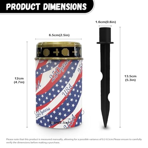 Image of 4th of July Solar Light for Cemetery American Flag Flameless Candle Solar Powered with Star Spangled Grave Memorial Candle for Indenpence Day Patriotic Memorial Decor Cemetery