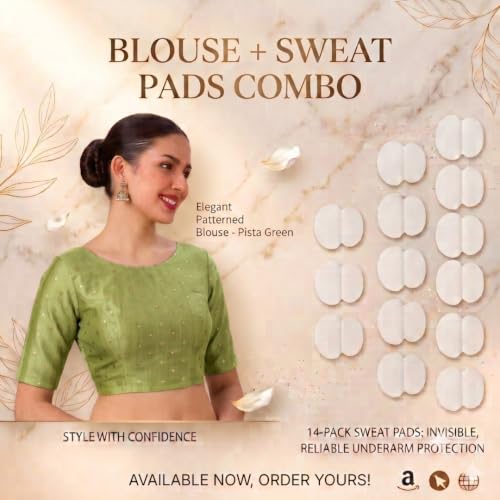 Image of Studio Shringaar Women Cotton Silk Silky Brocade Readymade Elbow Length Sleeves Saree Blouse Choli