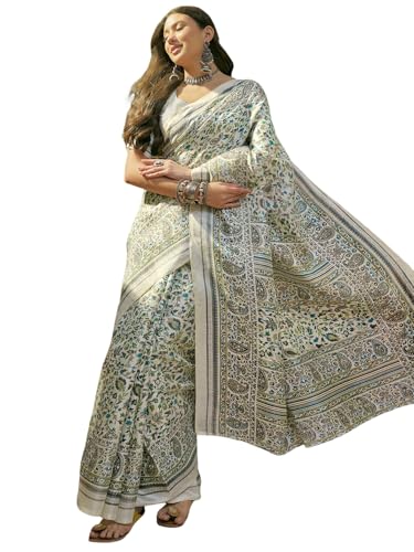 Image of SIRIL Women's Cotton Printed Saree With Unstitched Blouse Piece