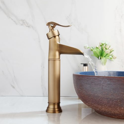 Robinet de salle de bain cascade en laiton pour vasque style rétro