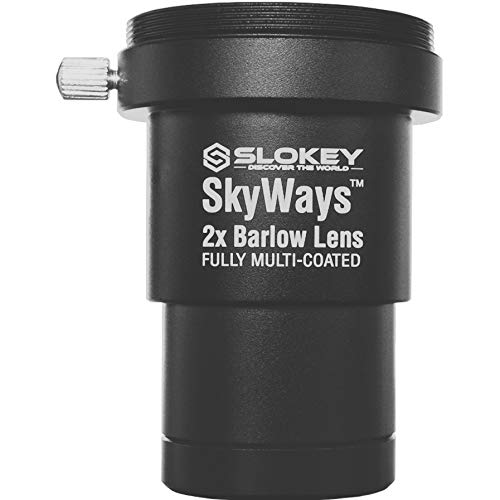 Lente Acromática Barlow 2X Pro Slokey SkyWays de Calidad Óptica Superior tratada con FMC y Anti-reflejante para una Imagen Nítida y Luminosa - Súper Ligera, Compacta y Resistente (1,25)