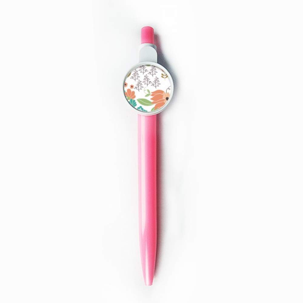 Stylo à bille rétractable fleurs blanches et oranges pour l'écriture - 5