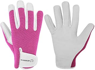 WESTWOOD FOX Ladies / Mens Leather Gardening Gloves Thorn Proof Garden work gloves (Medium, Blue)