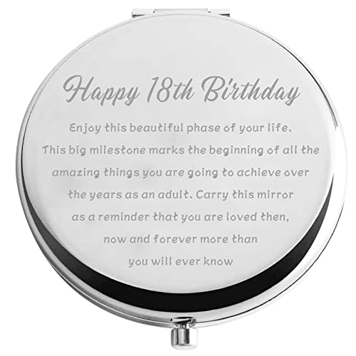 Zuo Bao Espejo compacto de 18 cumpleaños, regalo de cumpleaños para adultos, espejo de maquillaje de feliz 18 cumpleaños, regalos de cumpleaños de 18 años para ella (feliz cumpleaños 18) Cover