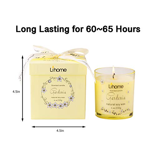 Gifts for Women, Men - Scented Candles 100% Pure Natural Soybean Wax with Plant Essential Oils for Stress Relief Aromatherapy (Gardenia)