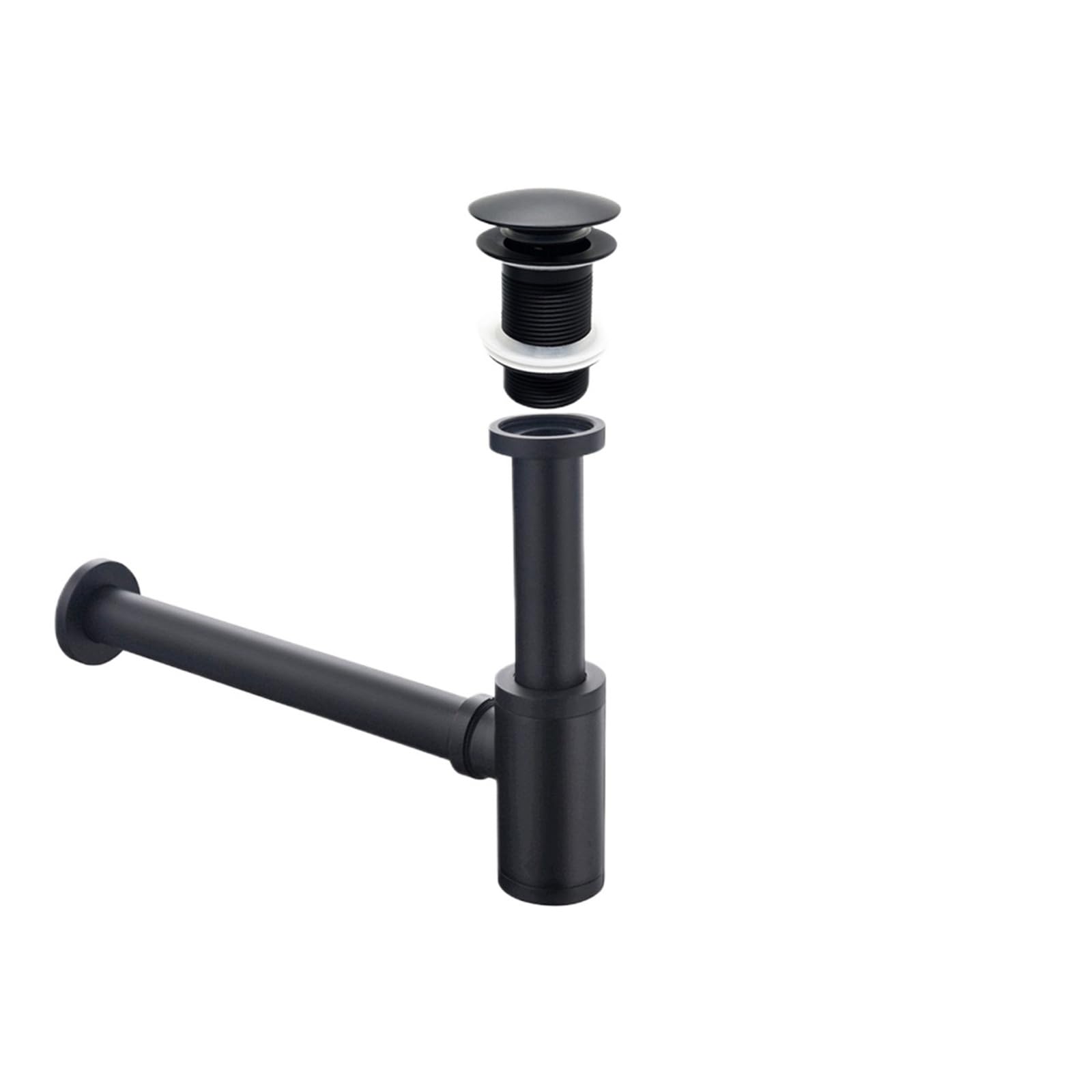 Xiehya Black No Overflow 1 Pcs Bathroom Basin Bottle Trap Drain Set Hose Black Sink Pop Up Stopper Made Washbasin Siphon For Diy Tools(Black No Overflow)